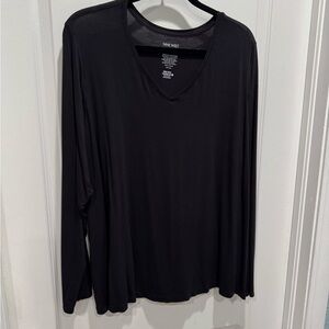 Nine West Black Long Sleeve V-neck Top Size 2X NWOT